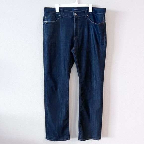 Fidelity Jeans Size 38 Dark Revolution Rinse Straight Leg Jeans Cotton Denim - Picture 1 of 10